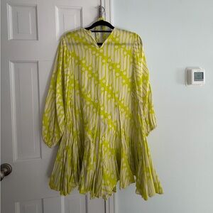 RHODE Lime Green and White Patterned Dress